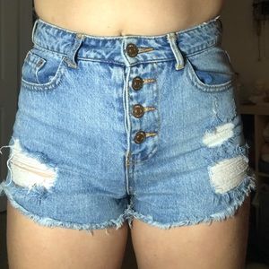 light wash jean shorts